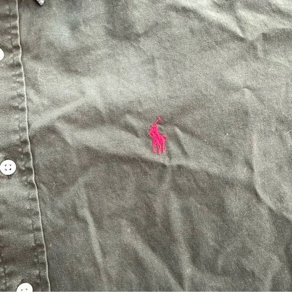 Vintage Ralph Lauren Shirt Adult Extra Large L Green Red Pony Chino Mens 90s - Picture 3 of 9